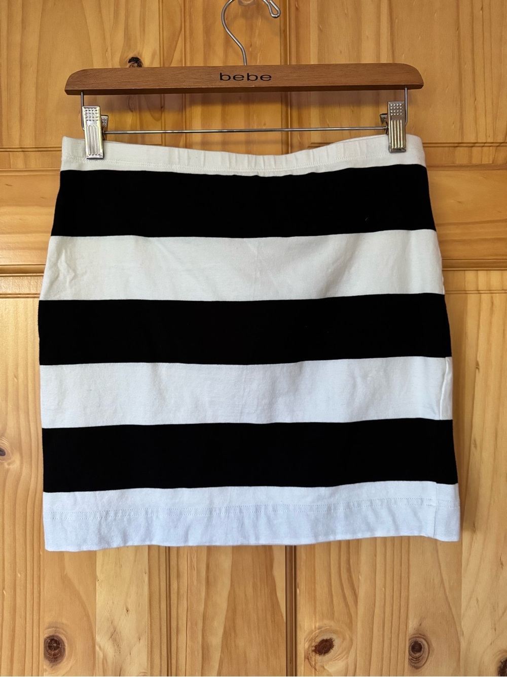 Vintage H&M Black and White Striped Knit Mini Skirt size medium